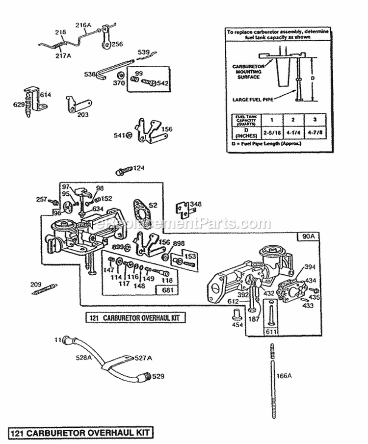 Pull Choke Carburetor Diagram and Parts List for 080202-1694-01  Briggs and Stratton Engine